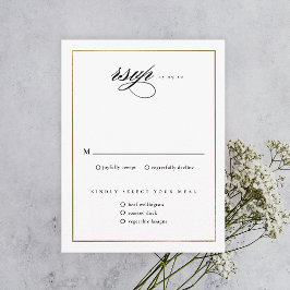 Classic Elegante Script Gold Wedding RSVP Karte