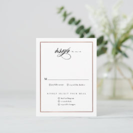 Classic Elegante Script Rose Gold Wedding RSVP Karte