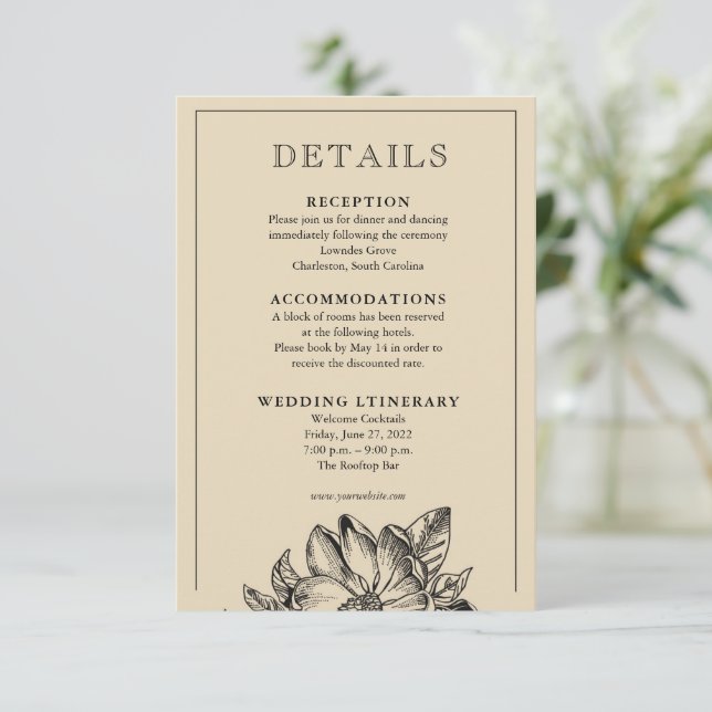 Classic Elegante Wedding Invitation Details Cards Begleitkarte (Stehend Vorderseite)
