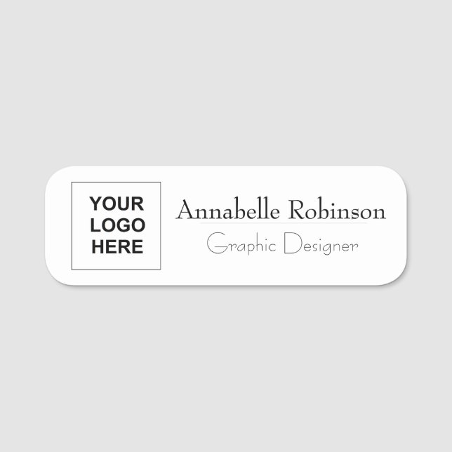 Classic Elegantes Firmenlogo für Mitarbeiter Namensschild (Vorderseite)