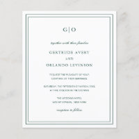 Classic Emerald Green Budget Hochzeitseinladung
