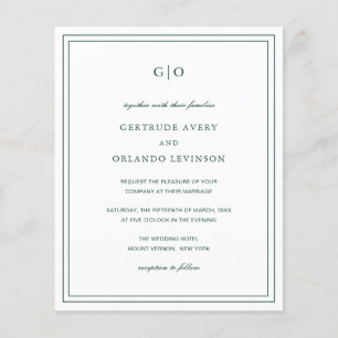 Classic Emerald Green Budget Hochzeitseinladung Flyer