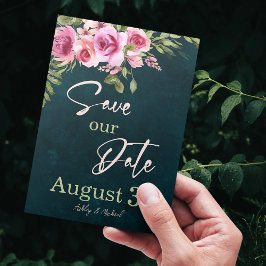 Classic Emerald Green Burgundy Dark Moody Wedding Save The Date