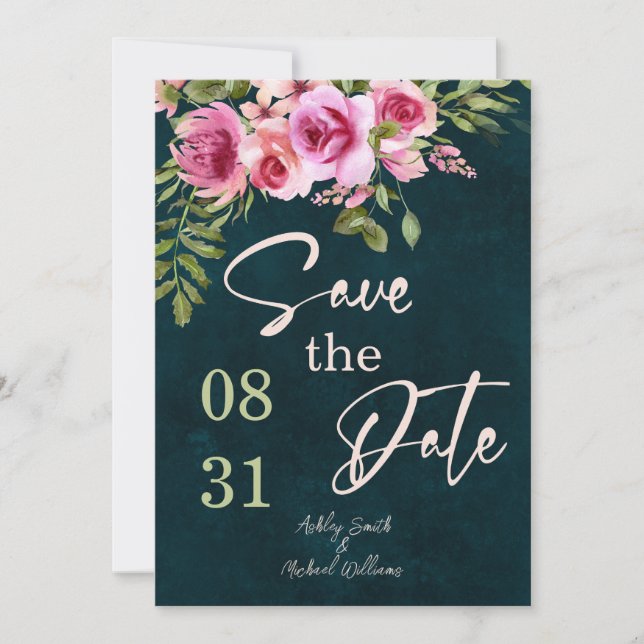 Classic Emerald Green Dunkle Moody Wedding Save The Date (Vorderseite)