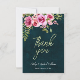 Classic Emerald Green Floral Dark Moody Wedding Dankeskarte