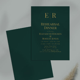 Classic Emerald Green Monogram Probe Dinner Einladung