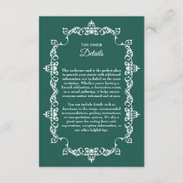 Classic Emerald Green Ornately Framed Wedding Begleitkarte