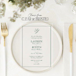Classic Emerald Green Script Monogram Wedding Acryleinladungen