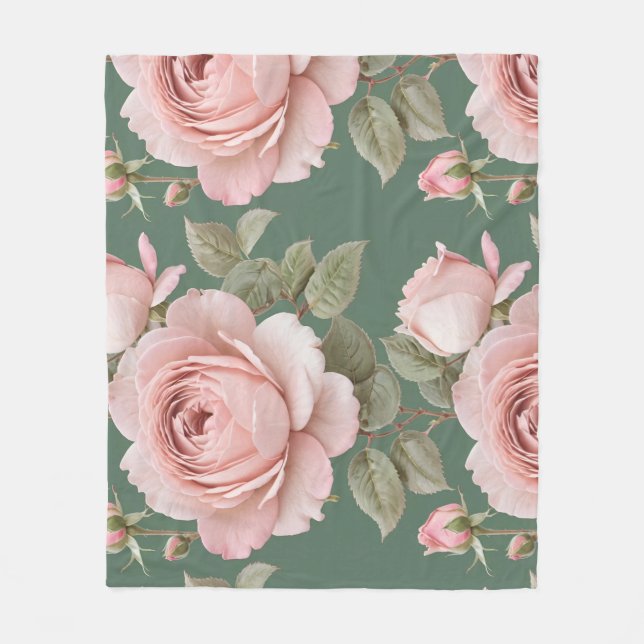 Classic English Roses In Blush Pink  Fleecedecke (Vorderseite)