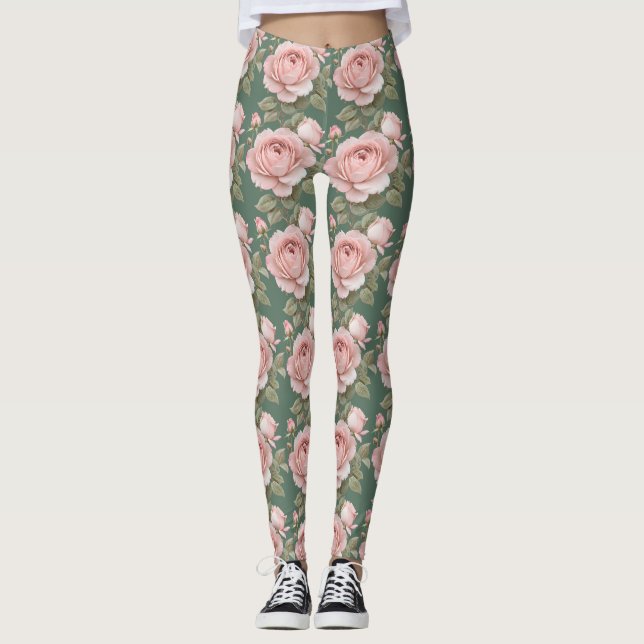 Classic English Roses In Blush Pink  Leggings (Vorderseite)