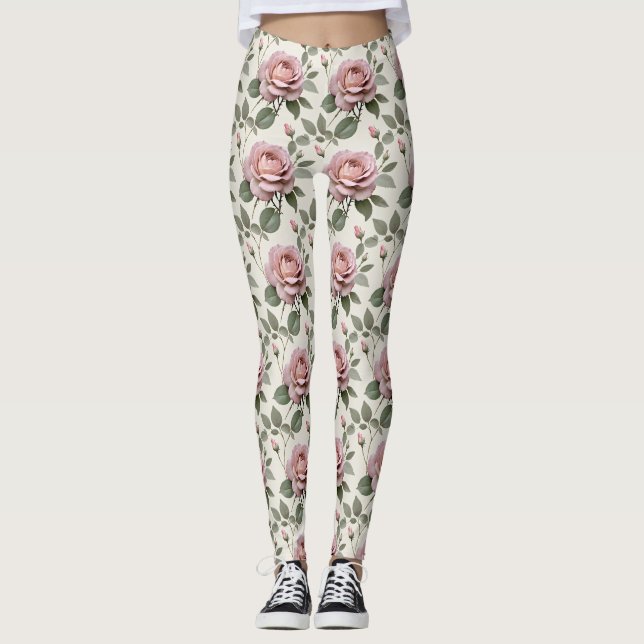 Classic English Roses In Soft Shades Of Pink  Leggings (Vorderseite)