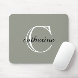 Classic Evergreen Fog Script Monogram Mousepad