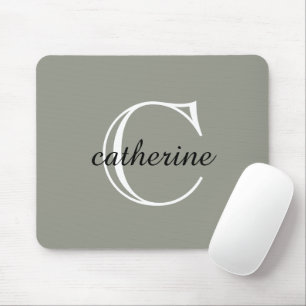 Classic Evergreen Fog Script Monogram Mousepad