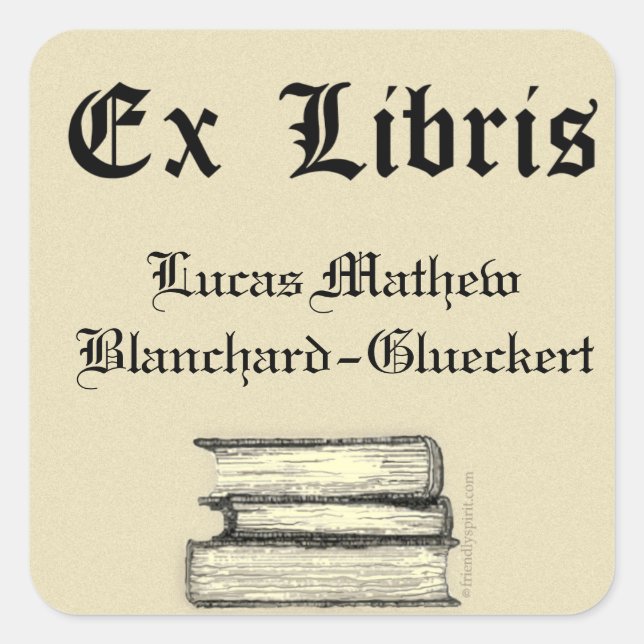 Classic Ex Libris Buchzeichen Quadratischer Aufkleber (Vorderseite)