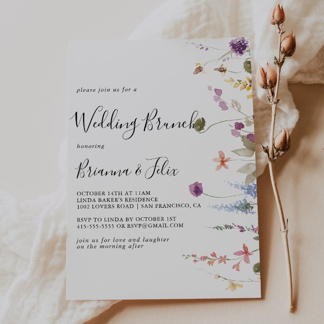 Classic Fall Colorful Wild Floral Wedding Brunch Einladung (Von Creator hochgeladen)