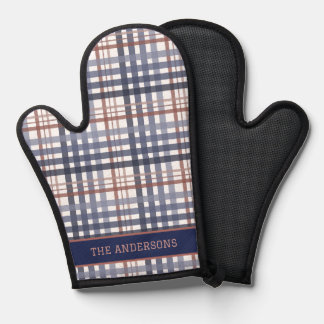 Classic Family Blue & Burgundy Plaid Pattern Ofenhandschuh