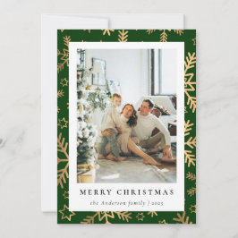 Classic Family Foto Green Gold Frohe Weihnachten