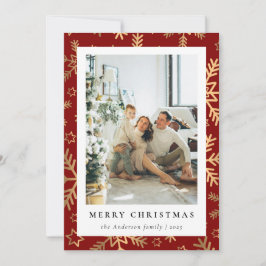 Classic Family Foto Red Gold Frohe Weihnachten