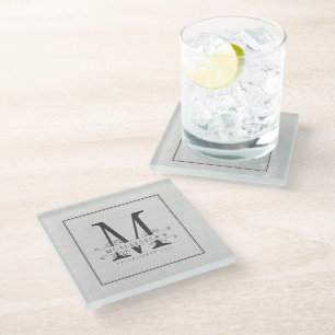 Classic Family Monogram Establishment Year Elegant Glasuntersetzer