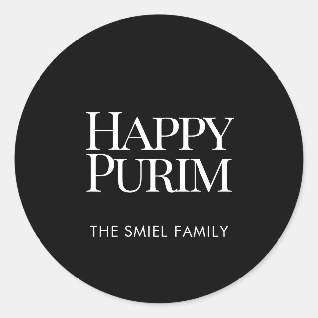 Classic Family Name Happy Purim Sticker (Vorderseite)