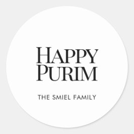Classic Family Name Happy Purim White Sticker
