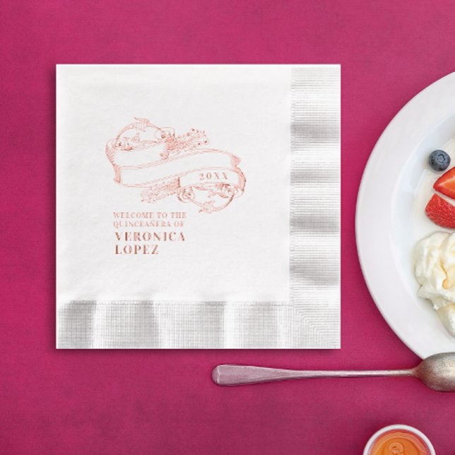 Classic Festive Elegant Quinceanera 15. Party Servietten Mit Folie (Von Creator hochgeladen)