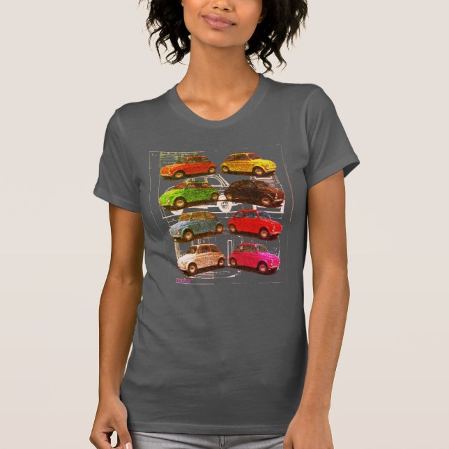 Classic Fiat 500 Technicolor T-Shirt (Vorderseite)