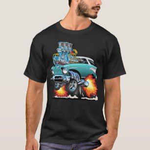 Classic Fifties Frisierte Auto Muscle Car Cartoon T-Shirt