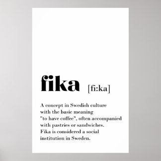 Classic Fika Definition Kaffee Schweden Poster