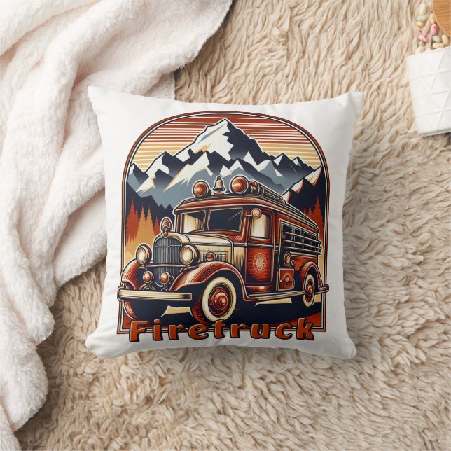 Classic Fire Truck & Mountain Kissen (Decke)
