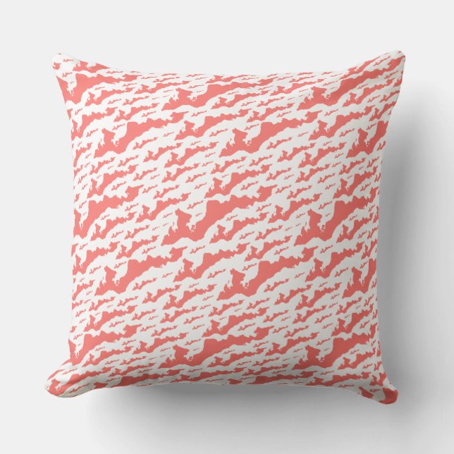 Classic Fishers Island Logo Pillow - Coral + White Kissen (Vorderseite)