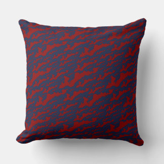 Classic Fishers Island Logo Pillow - Red on Navy Kissen