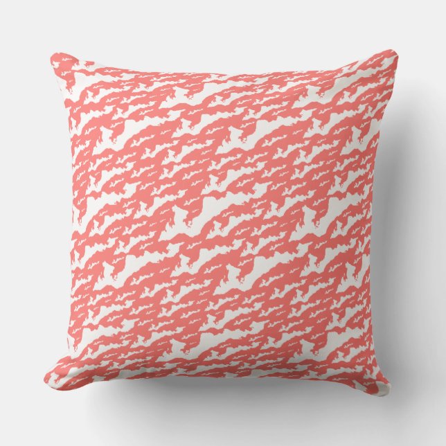 Classic Fishers Island Logo Pillow - White + Coral Kissen (Vorderseite)