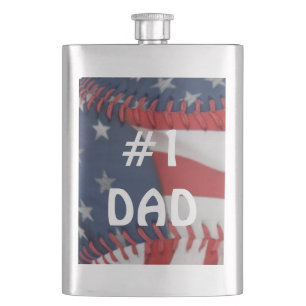 Classic Flask/American Flag Baseball #1 Vater Flachmann
