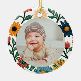 Classic Floral Baby's First Christmas Ornament