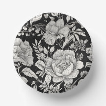 Classic Floral Black and White Vintage