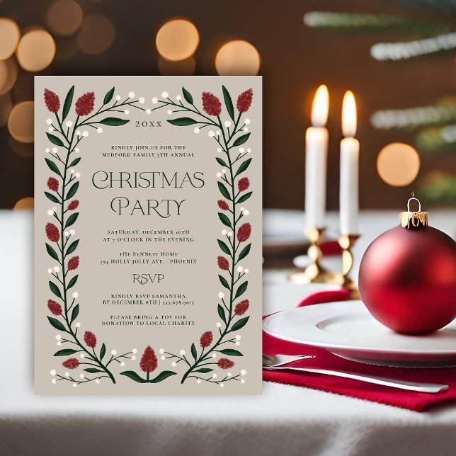 Classic Floral Frame Christmas Party Einladung (Von Creator hochgeladen)