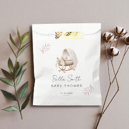 Classic Floral Gold Bassinet Baby Shower Geschenktütchen