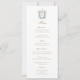 Classic Floral Monogram Crest Wedding Menu Card Save The Date