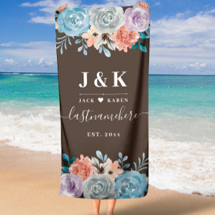 Classic Floral Monogram Strandtuch