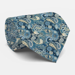 Classic Floral Slate Blue Paisley Krawatte