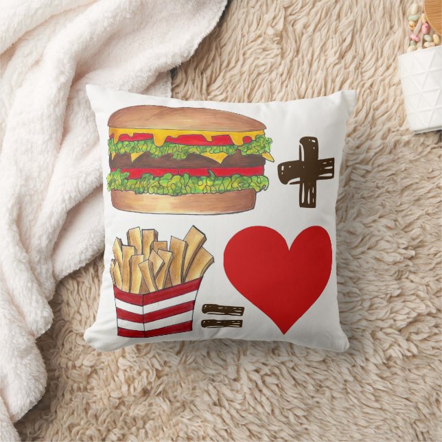 Classic Food Pairing Burger + Fries = Liebe Herz Kissen (Decke)