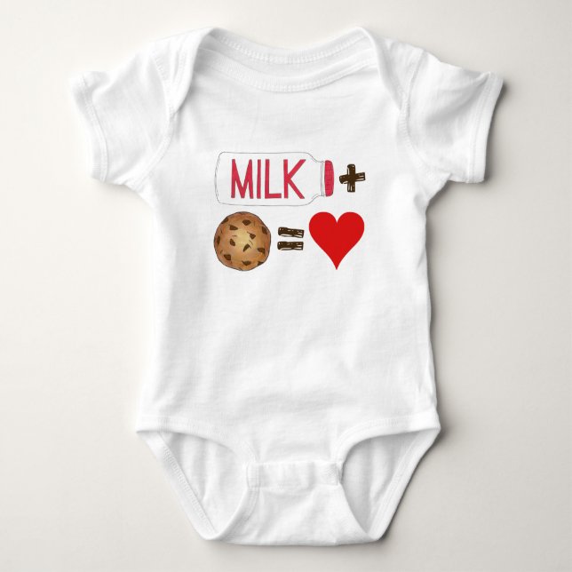 Classic Food Pairing Milk + Cookies = Liebe Herz Baby Strampler (Vorderseite)