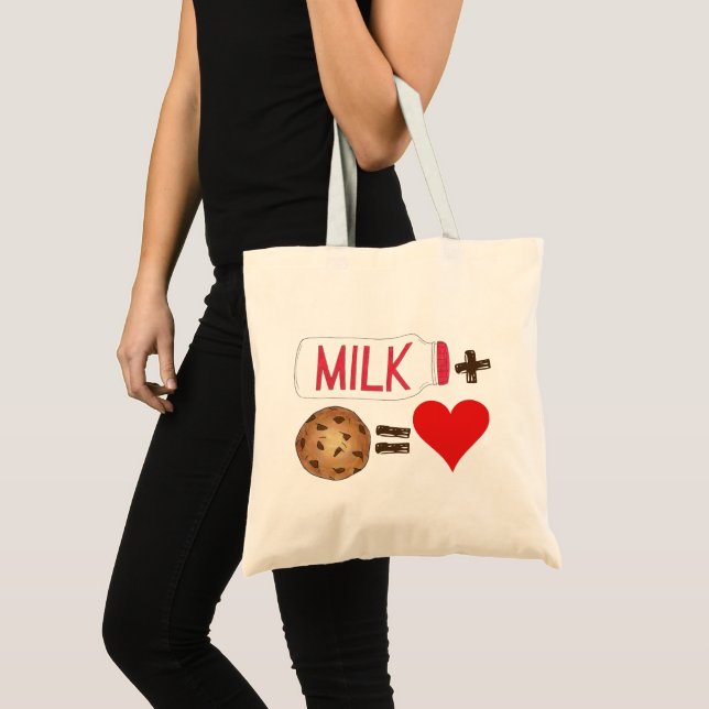 Classic Food Pairing Milk + Cookies = Liebe Herz Tragetasche (Vorderseite (Produkt))
