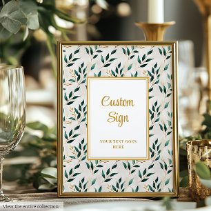 Classic Forest Green Gold Foliage Custom Poster