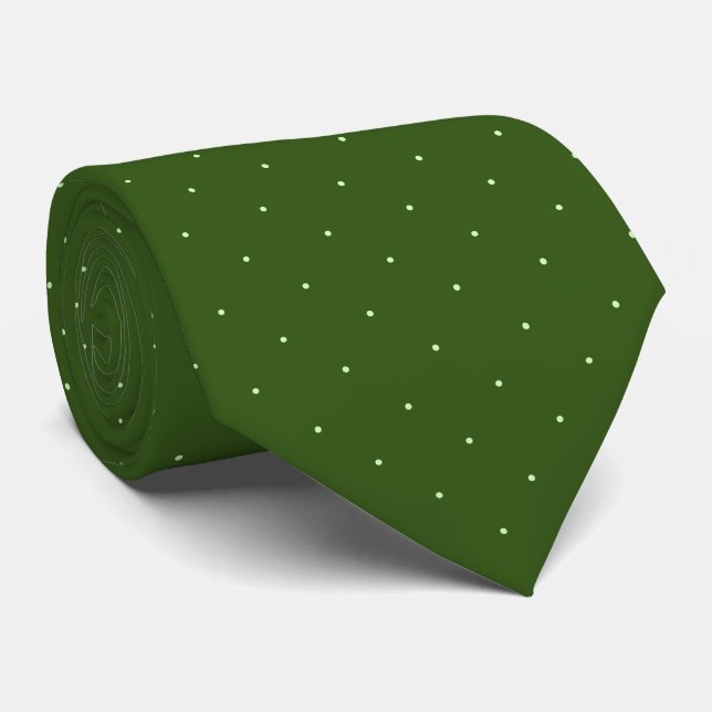 Classic Forest Green mit hellgrünen Polka Punkten Krawatte (Gerollt)