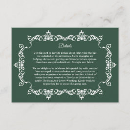 Classic Forest Green Ornately Framed Wedding Begleitkarte