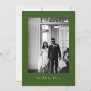Classic Forest Green Wedding Foto Danke Karte