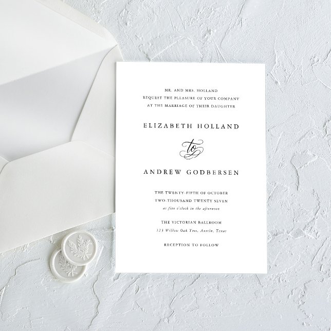 Classic Formal Black and White Wedding Invitation Einladung (Von Creator hochgeladen)