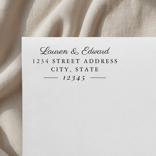 Classic Formal Couple Names Wedding Rücksendeadres Permastempel (Von Creator hochgeladen)